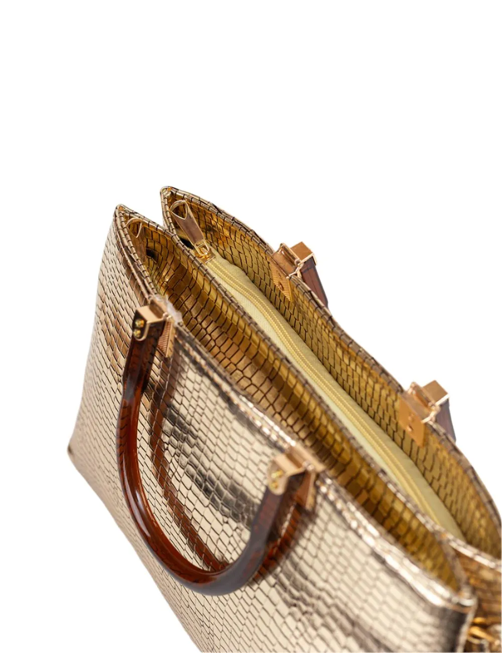 Metallic Gold Croc Tote