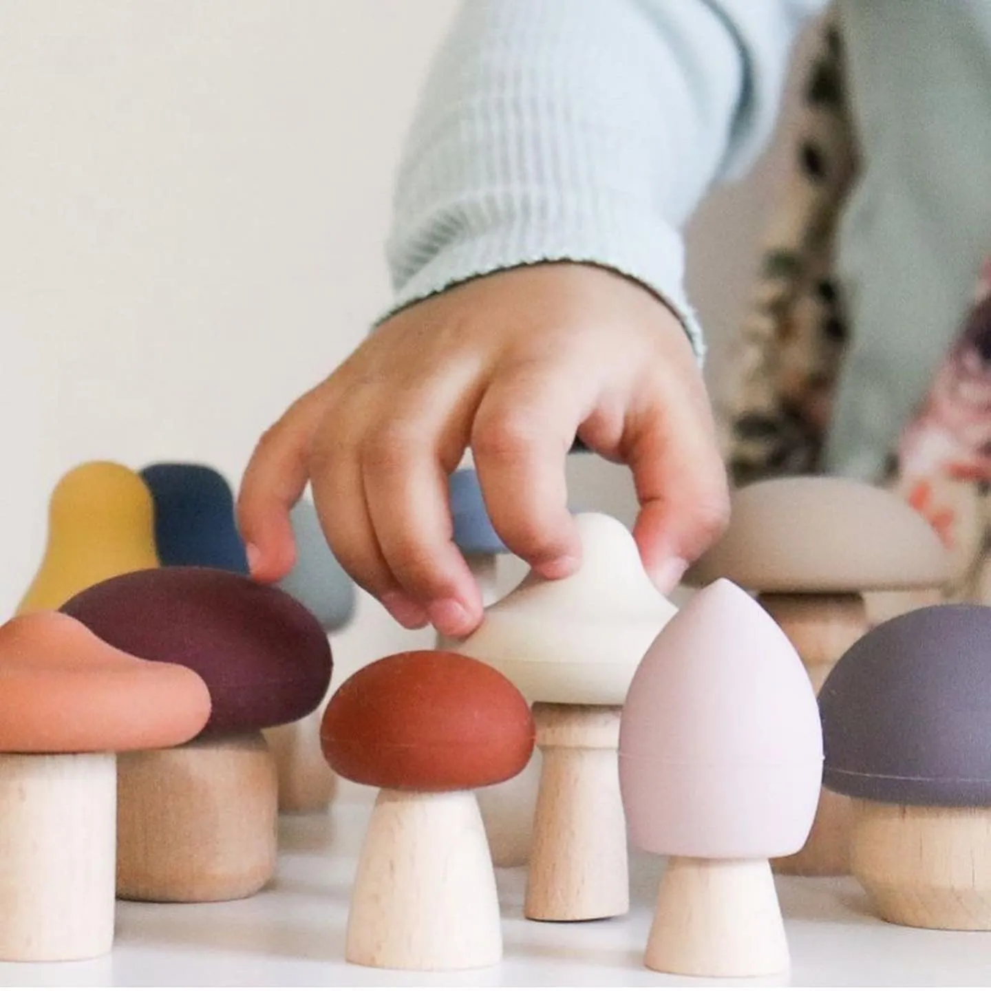 Mushroom Silicone And Wooden Play Set