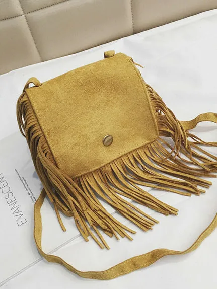 Sassy Suede Fringe Crossbody Bag