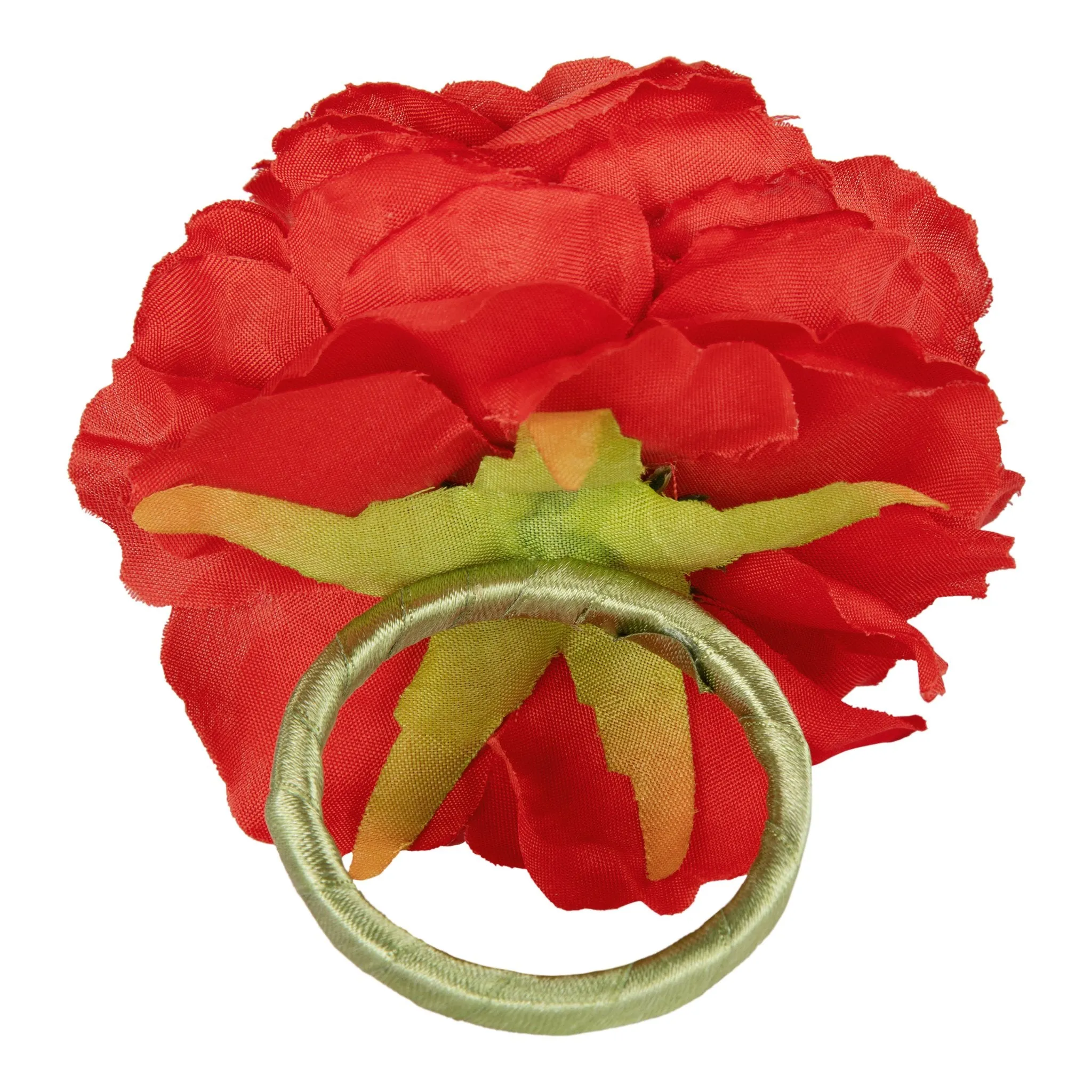 Silk Peony Flower Napkin Ring Holder (10 Count) - Red