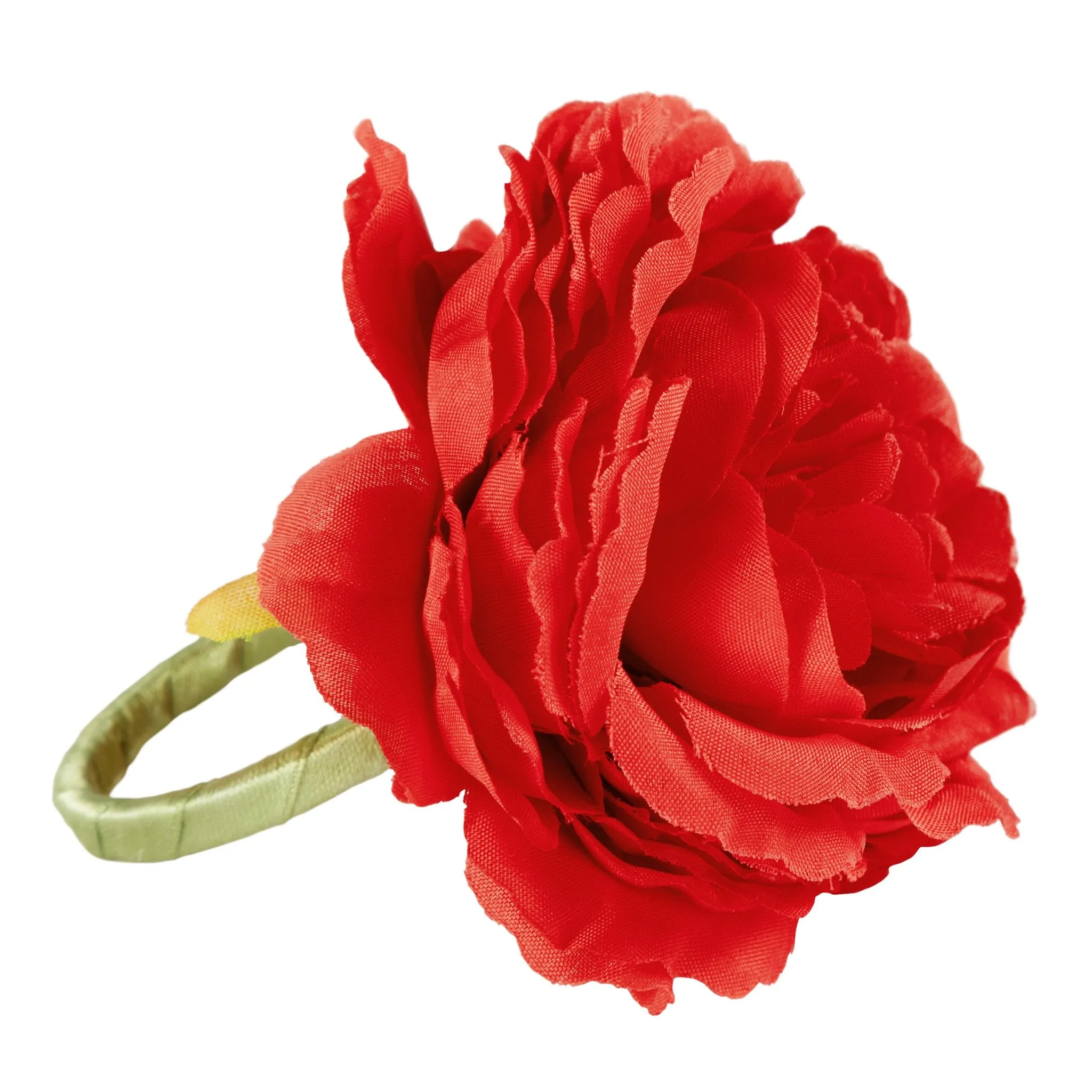 Silk Peony Flower Napkin Ring Holder (10 Count) - Red