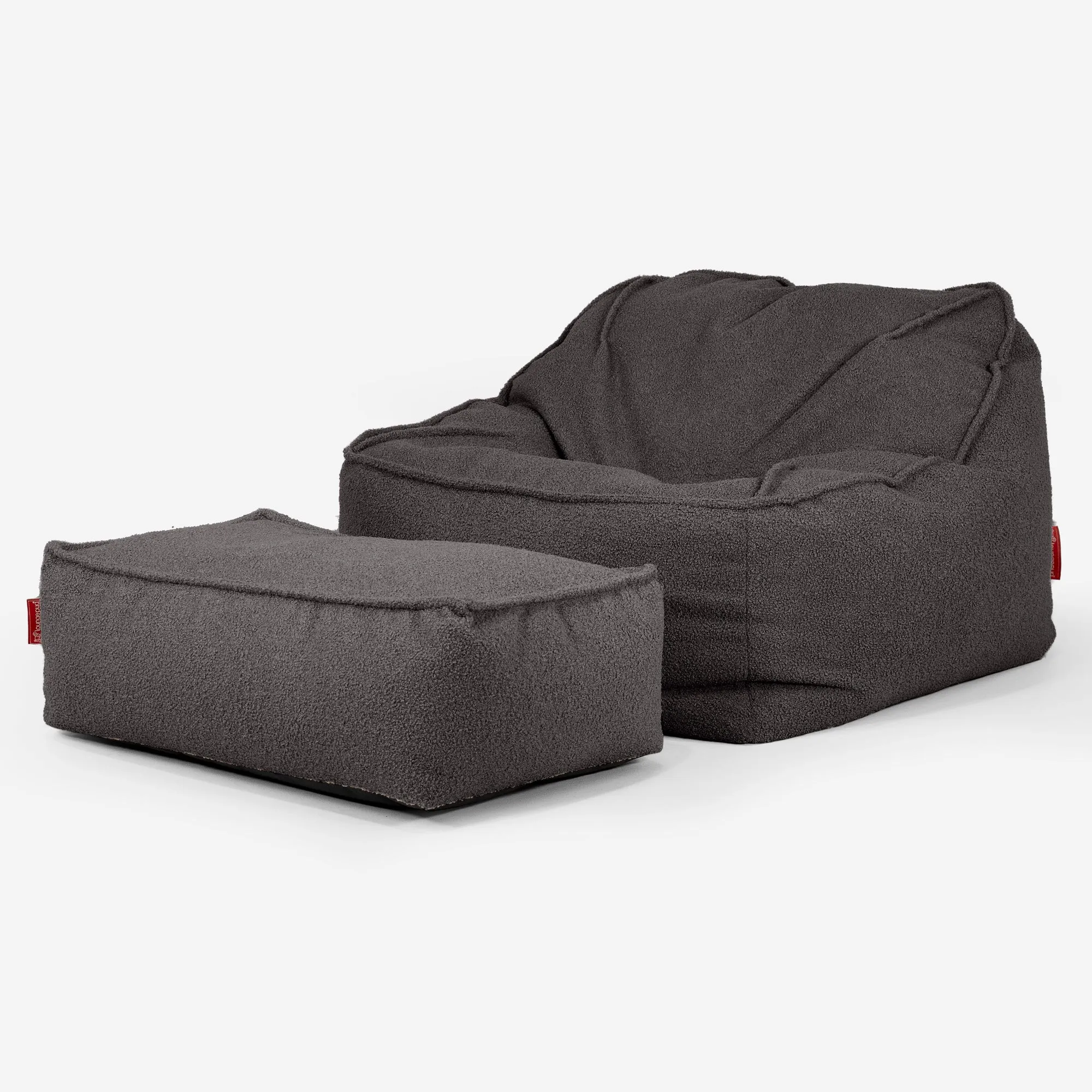 Sloucher Bean Bag Chair - Boucle Graphite Grey