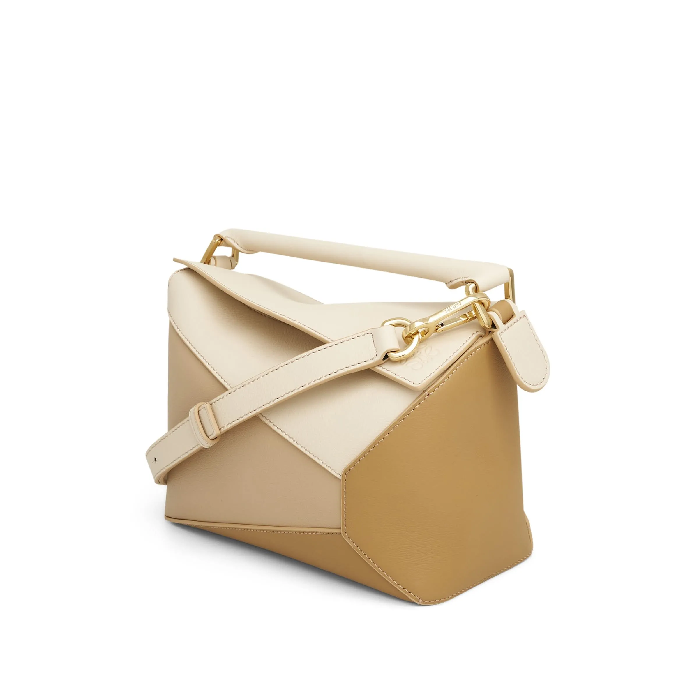 Small Puzzle Edge Bag in Nappa Calfskin in Angora/Beige