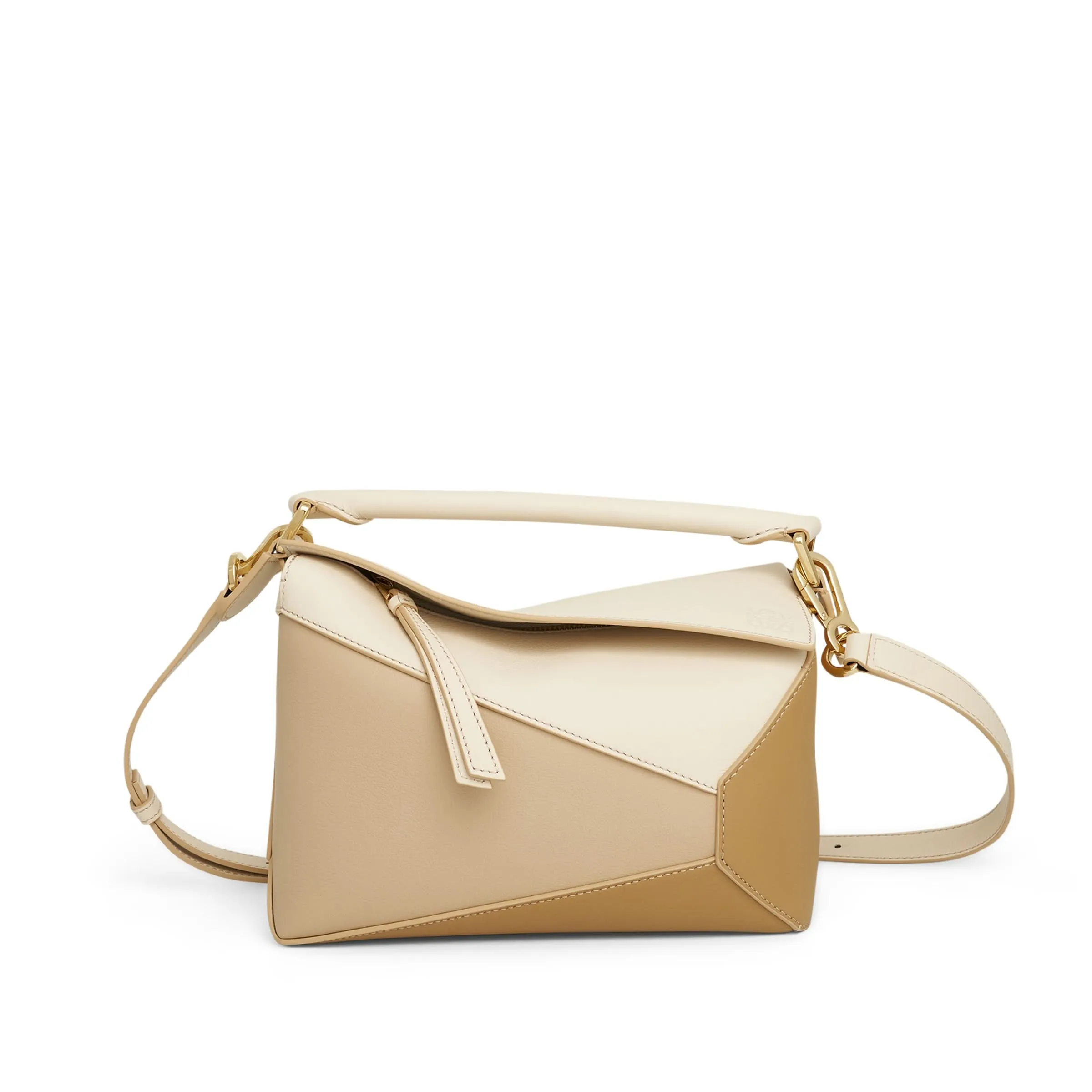 Small Puzzle Edge Bag in Nappa Calfskin in Angora/Beige