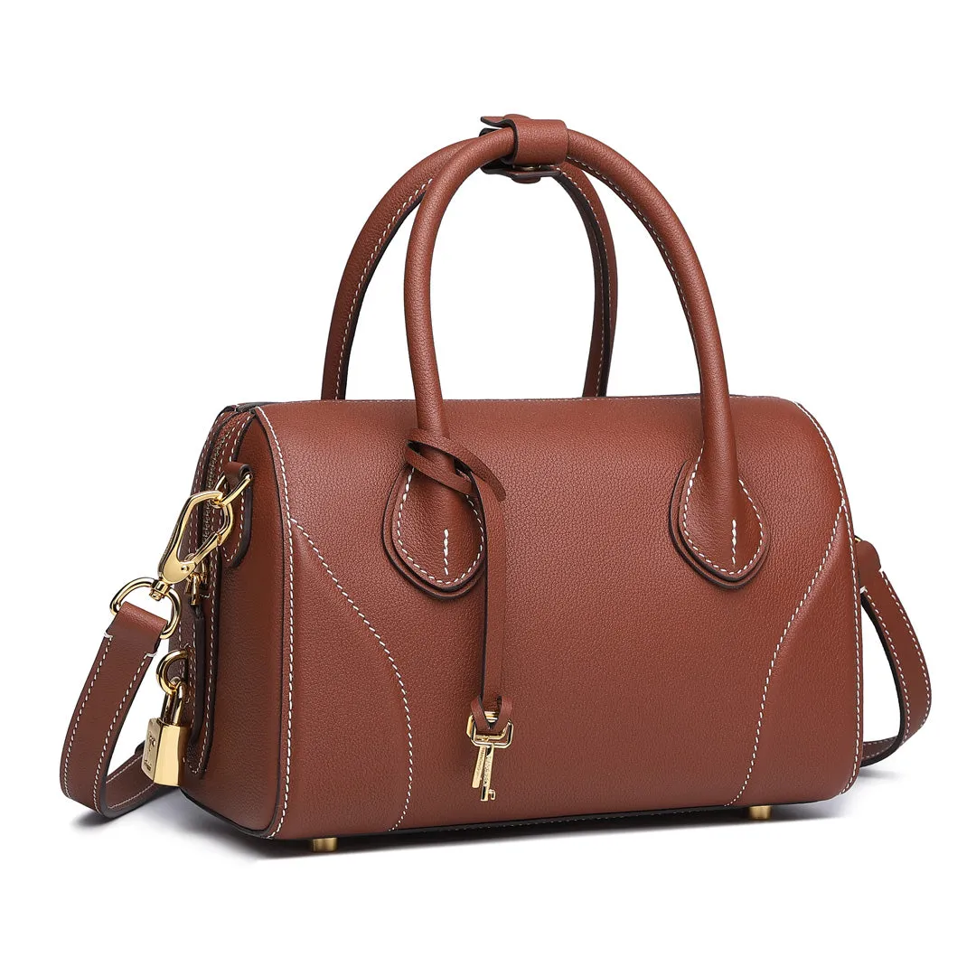 TIANQINGJI Handmade SWIFT Leather Boston Tote Bag