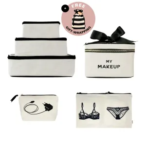 Travel Glam 4-Pack: Organize, Lingerie, Makeup & Tech, Cream