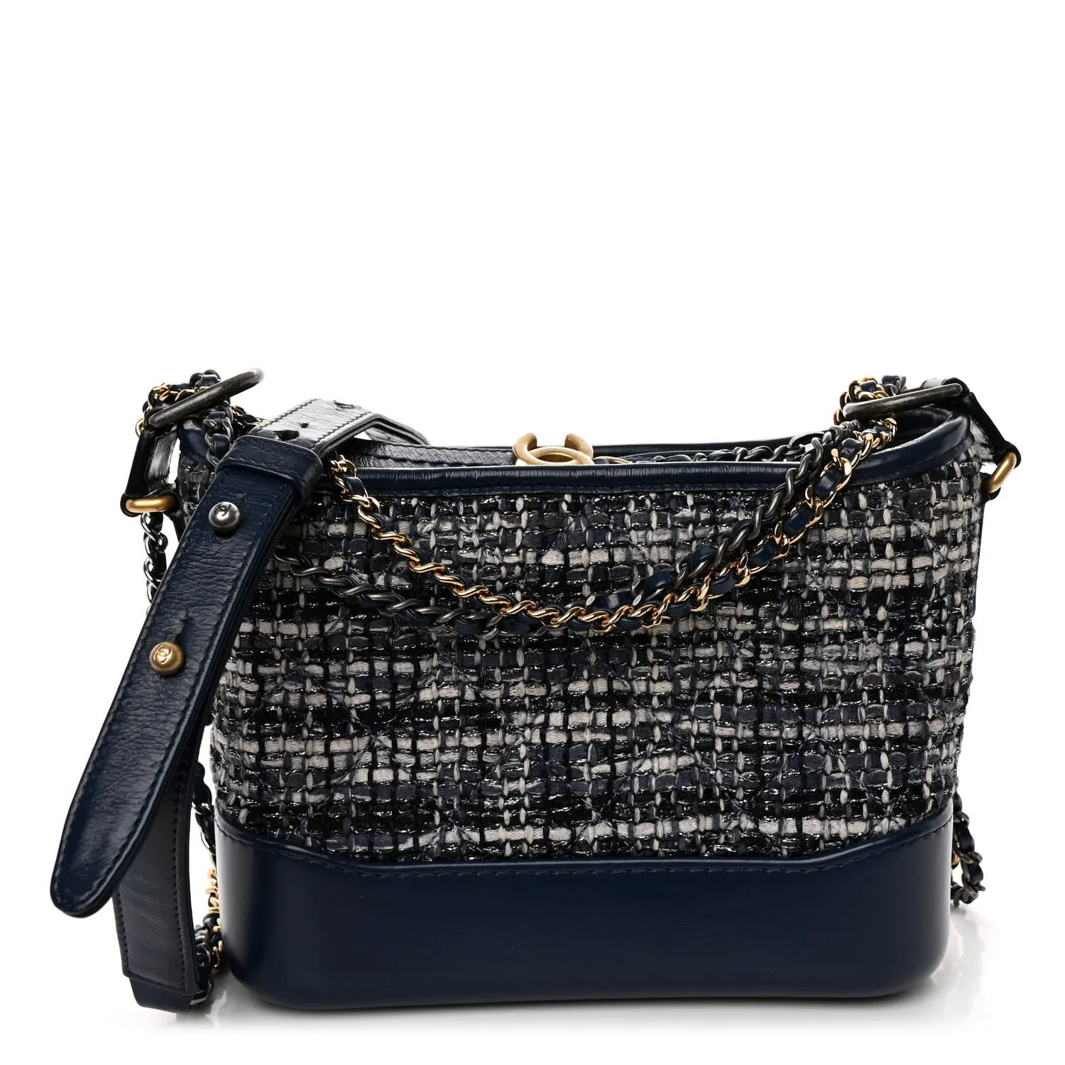 Tweed Calfskin Small Gabrielle Hobo Blue