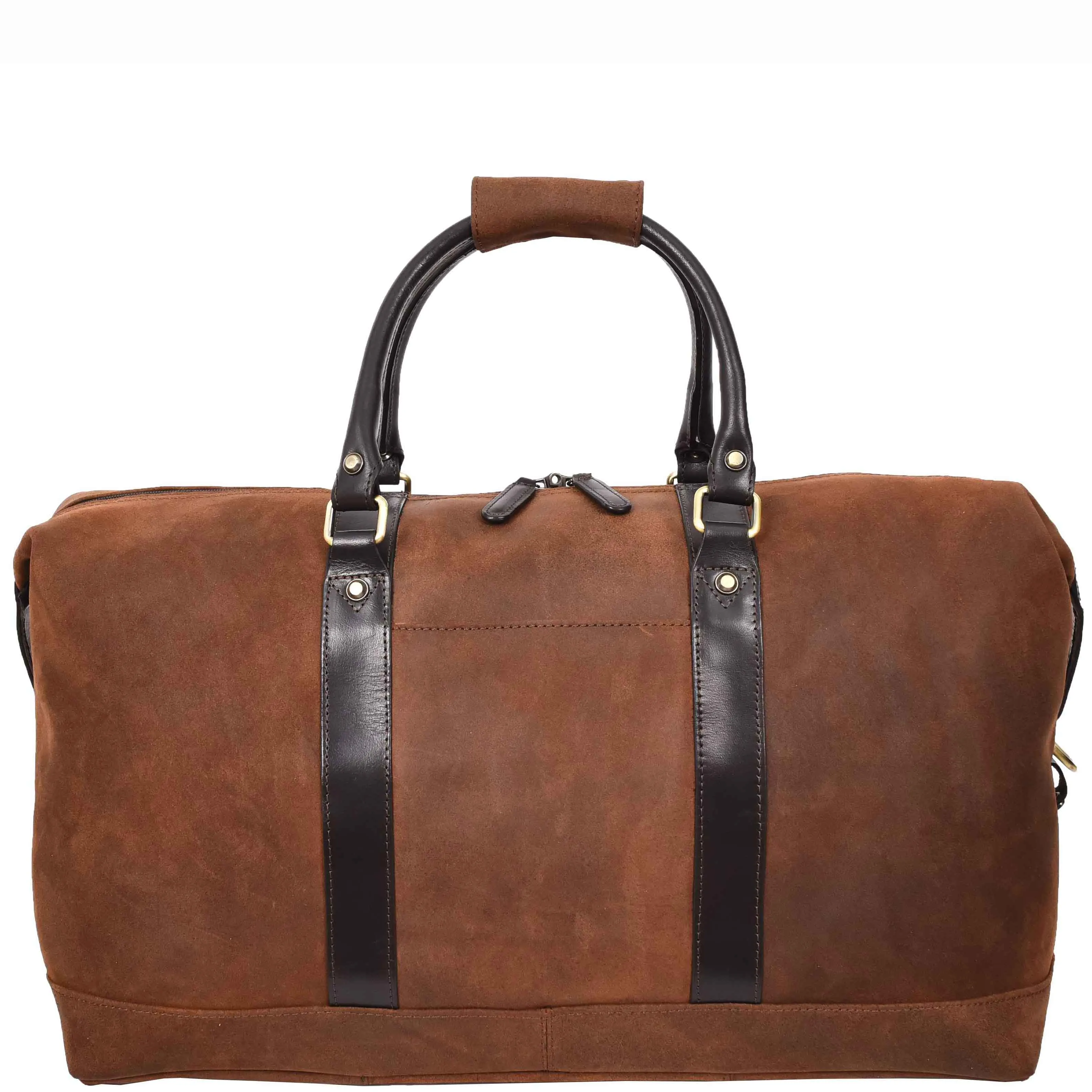 Vintage Brown Leather Holdall Distressed Texture Duffle Weekend Travel Bag Atlas