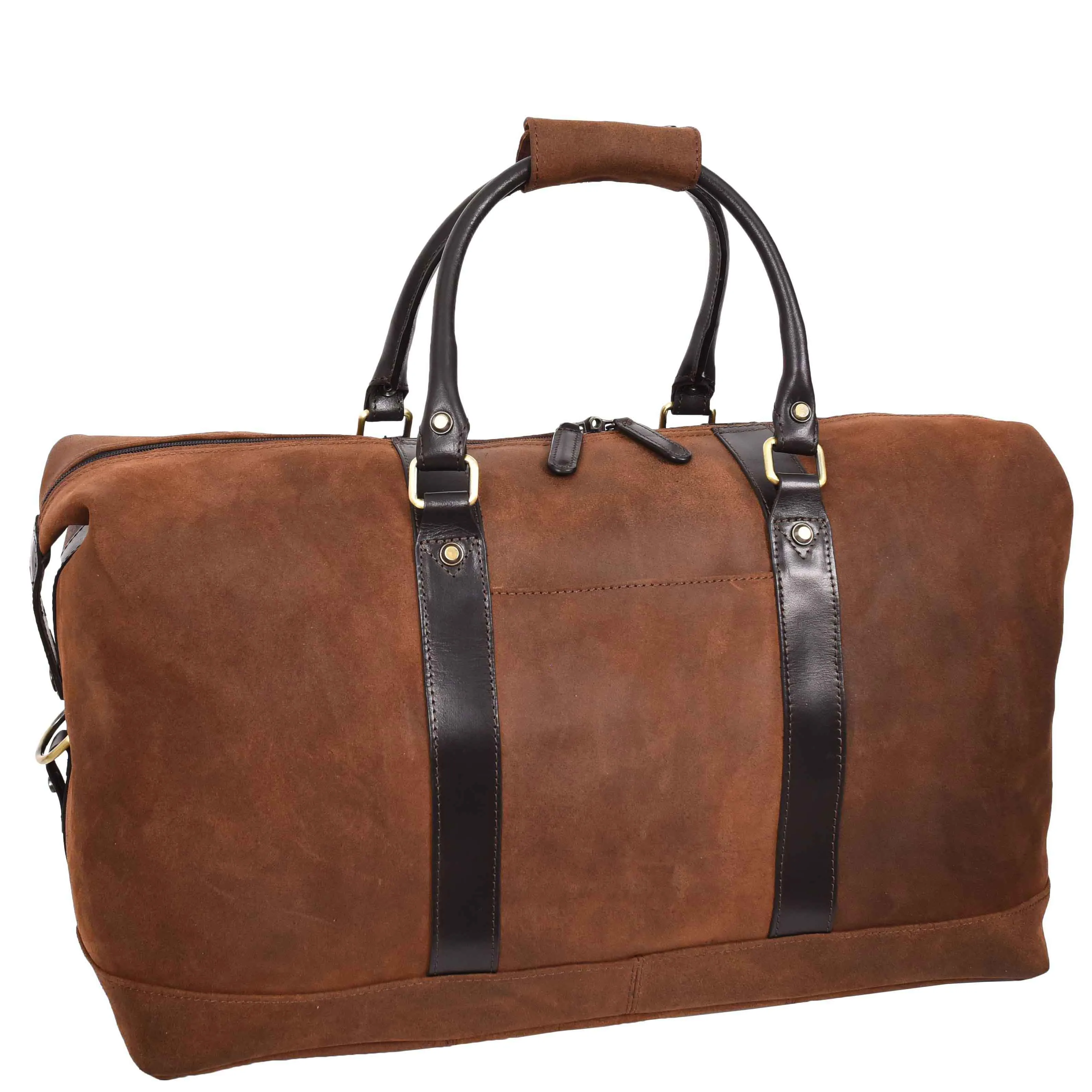 Vintage Brown Leather Holdall Distressed Texture Duffle Weekend Travel Bag Atlas