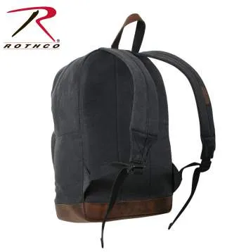 Vintage Style Canvas Teardrop Backpack With Leather Accents