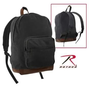 Vintage Style Canvas Teardrop Backpack With Leather Accents