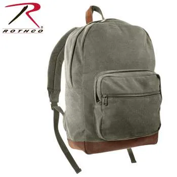 Vintage Style Canvas Teardrop Backpack With Leather Accents