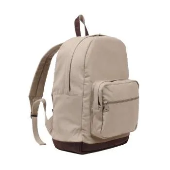 Vintage Style Canvas Teardrop Backpack With Leather Accents