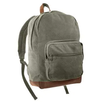 Vintage Style Canvas Teardrop Backpack With Leather Accents