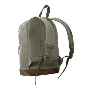 Vintage Style Canvas Teardrop Backpack With Leather Accents