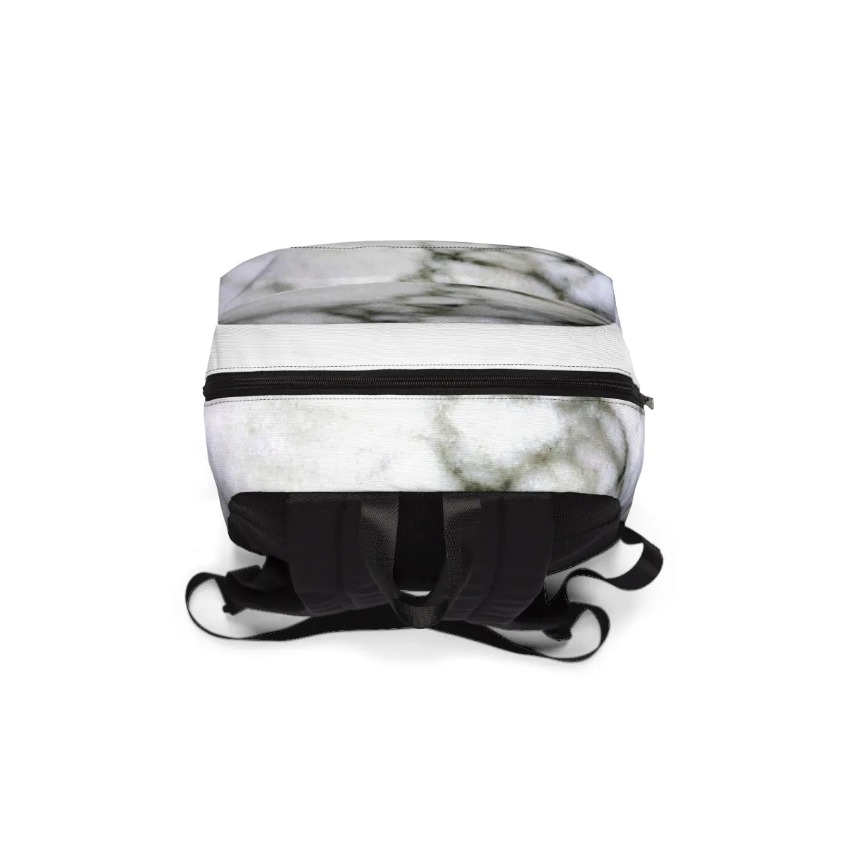 White Marble Backpack, Best Marbled Print Designer Unisex Classic School Travel Backpack