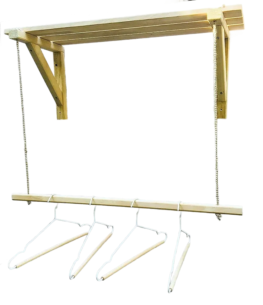 Wooden Bracket Shelf With Hanging Rope/Timber Clothes Rack By Miza