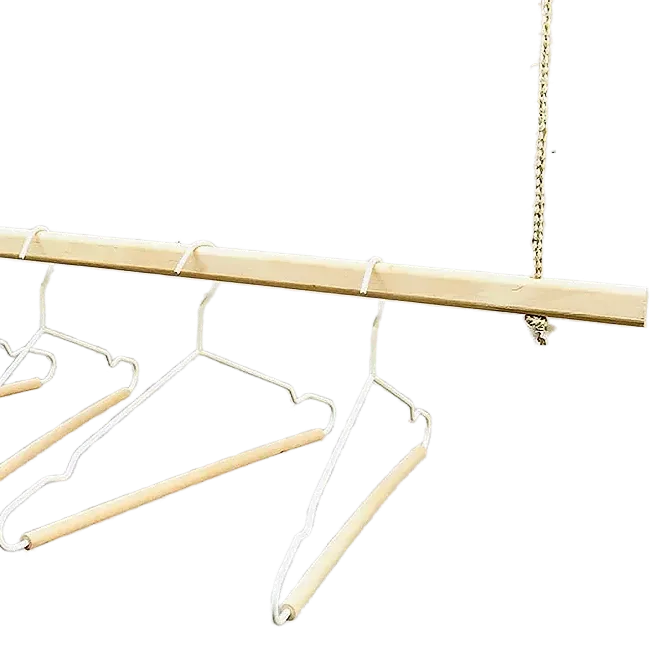 Wooden Bracket Shelf With Hanging Rope/Timber Clothes Rack By Miza