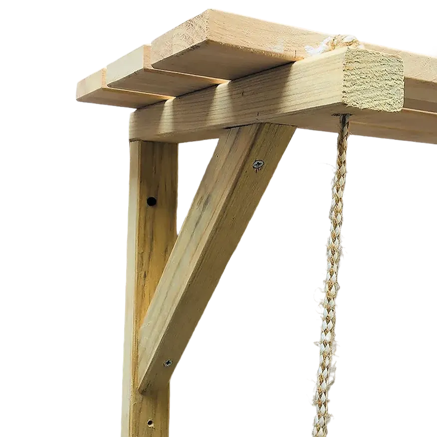 Wooden Bracket Shelf With Hanging Rope/Timber Clothes Rack By Miza