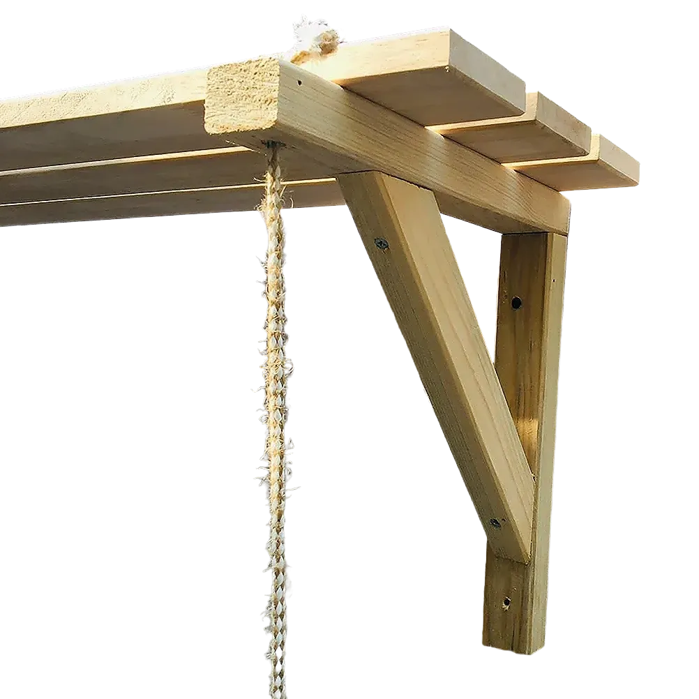 Wooden Bracket Shelf With Hanging Rope/Timber Clothes Rack By Miza