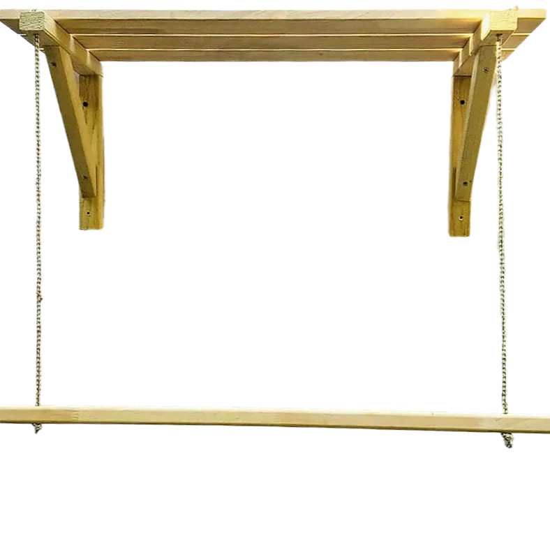 Wooden Bracket Shelf With Hanging Rope/Timber Clothes Rack By Miza