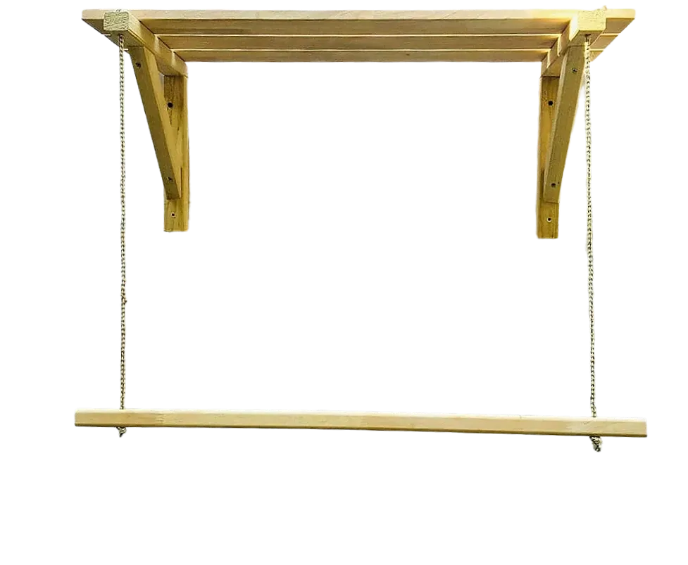 Wooden Bracket Shelf With Hanging Rope/Timber Clothes Rack By Miza