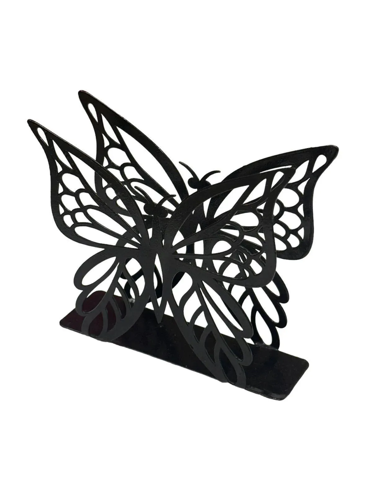 Wooden Twist Butterfly Design Tableware Wrought Iron Napkin Tissue Holder Kitchen Organizer