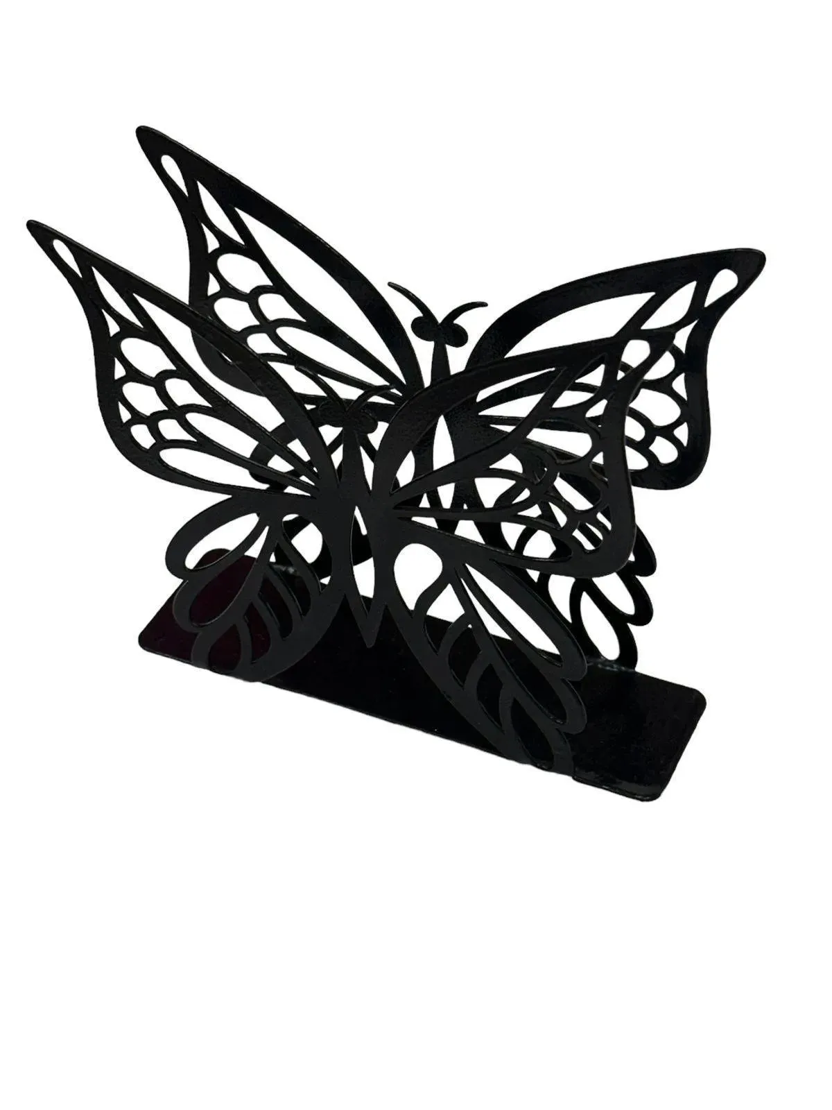 Wooden Twist Butterfly Design Tableware Wrought Iron Napkin Tissue Holder Kitchen Organizer