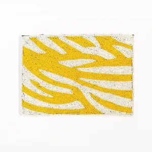 Yellow Zebra Beaded Clutch